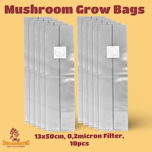Mushroom Grow Bags, 13 x 50 cm, 0.2 micron filter