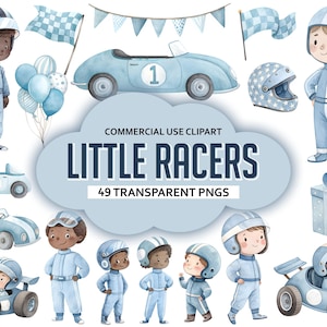 Watercolor Race car clipart - Cute Race car driver png - Baby Shower Clipart - Birthday Clipart - Kid&#39;s Clipart Bundle - Commercial Use