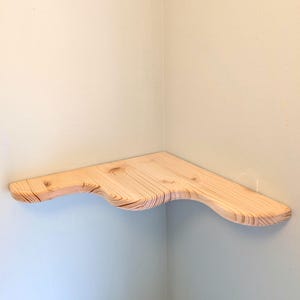 2pcs Live Edge Floating Corner Shelf | Funky Solid Wood Wall Art, Rustic Bookshelf (300mm) image 6