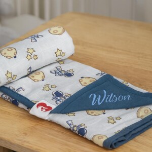 Personalized Muslin Blanket, Soft Organic %100 Pure Cotton 4 Layer Gauze Blanket, Muslin Baby Blanket, OEKO-TEX Certified Muslin Blanket