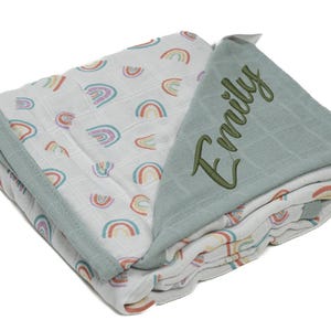 Personalized Muslin Blanket, Soft Organic %100 Pure Cotton 4 Layer Gauze Blanket, Muslin Baby Blanket, OEKO-TEX Certified Muslin Blanket