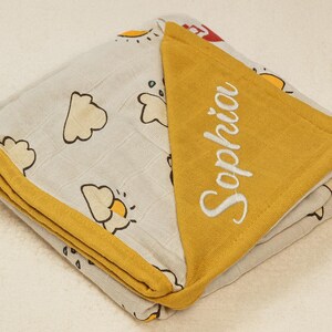 Personalized Muslin Blanket, Soft Organic %100 Pure Cotton 4 Layer Gauze Blanket, Muslin Baby Blanket, OEKO-TEX Certified Muslin Blanket