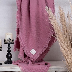 Embroidered Muslin Blanket, Custom Muslin, Soft Organic %100 Pure Cotton 4 Layer Gauze Blanket, Muslin Baby Blanket, OEKO-TEX Certified