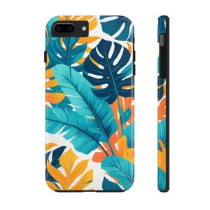 Tropical Leaf Tough Phone Case - Lebendiges, Sommer Vibe, Perfekt für Reisende, stilvolles Geschenk, Blumenmuster für jeden Anlass