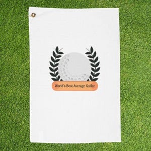 Golf Towel - World&#39;s Best Average Golfer Gift, Funny Golf Accessories, Sports Towel, Golfing Gear, Perfect for Tournaments