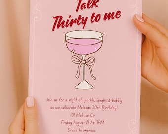 Cute Martini 30th Birthday Invitation – Digital Download | Editable Canva Template | Trendy Girls Night Invite | Cheers to 30!