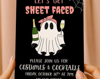 Cute Ghost Halloween Invitation | Editable Canva Template | Spooky Sweet Kids Party Invite | Digital Download | Boo Bash Birthday Printable
