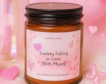 Romantic Scented Soy Candle - &#39;Lowkey Falling in Love With Myself&#39; | Self-Care Gift, Home Decor, Aromatherapy, Valentine&#39;s Day