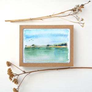 Cartes de voeux de paysage aquarelle abstrait fait main