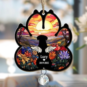 Personalized Loss Of Dog Sympathy Suncatcher,Dog Memorial Gift, Pet Memorial Suncatcher, Loss of Dog Gift, Dog Remembrance Gift,Dog Memorial