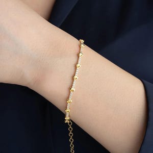 Elegant Dainty Gold-Plated Silver Bracelet – Sparkling Adjustable Chain for Women, Minimalist Jewelry Gift