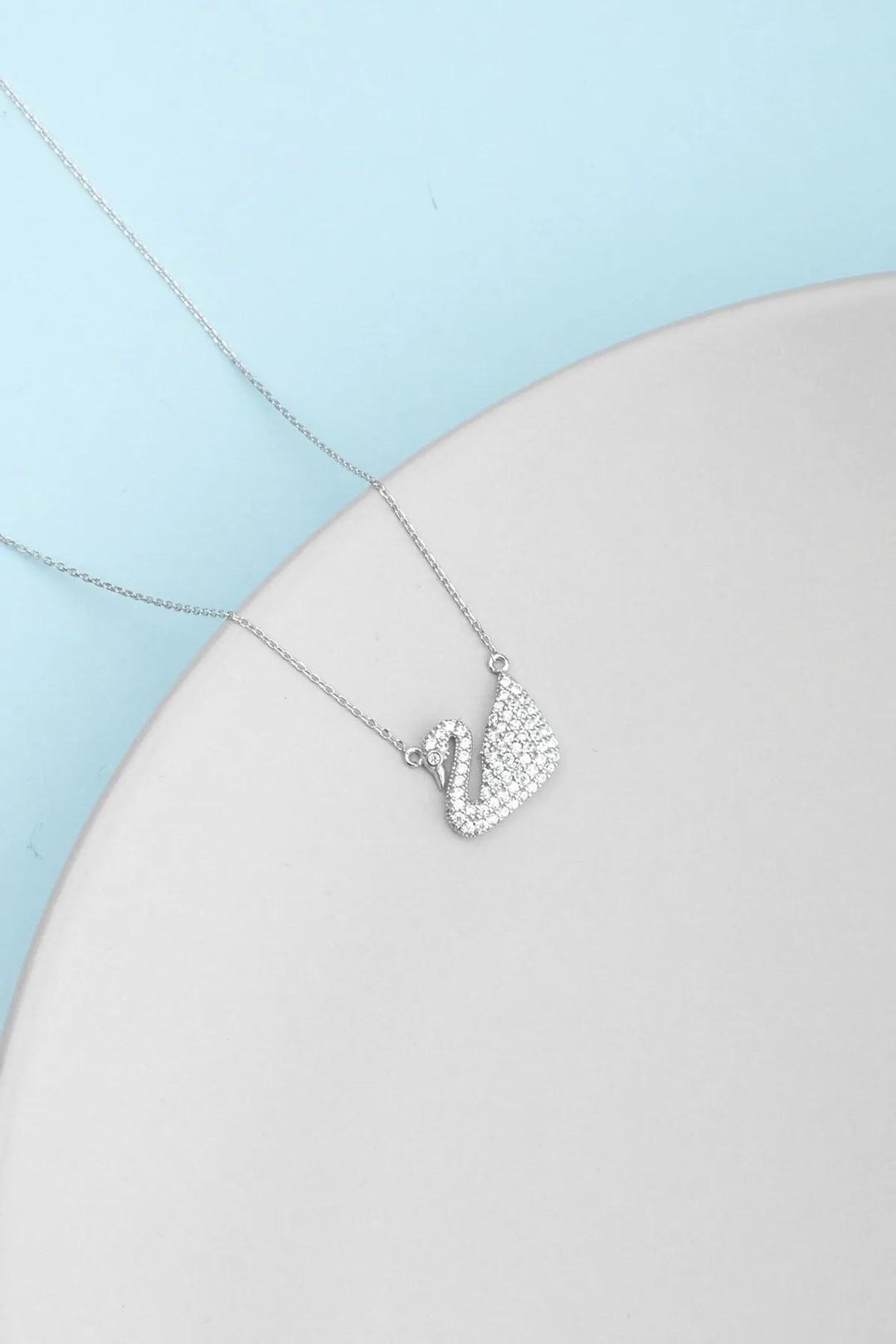 Collana con ciondolo a forma di cigno in argento sterling, elegante gioiello a forma di uccello - Italia