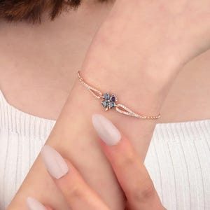 Four Leaf Clover Bracelet with Colorful Stones – Dainty Lucky Charm Adjustable Bracelet for Women, 925 Sterling Silver