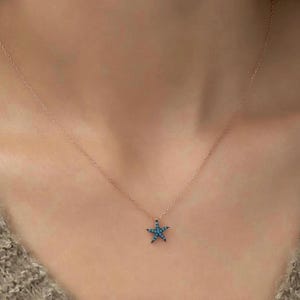 Turquoise Star Necklace: Sterling Silver Celestial Pendant