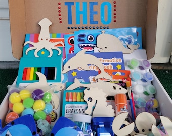 Personalized Kid's Activity Kit/Craft Kit-Ocean Art Box/Birthday gift/party favors/summer activities