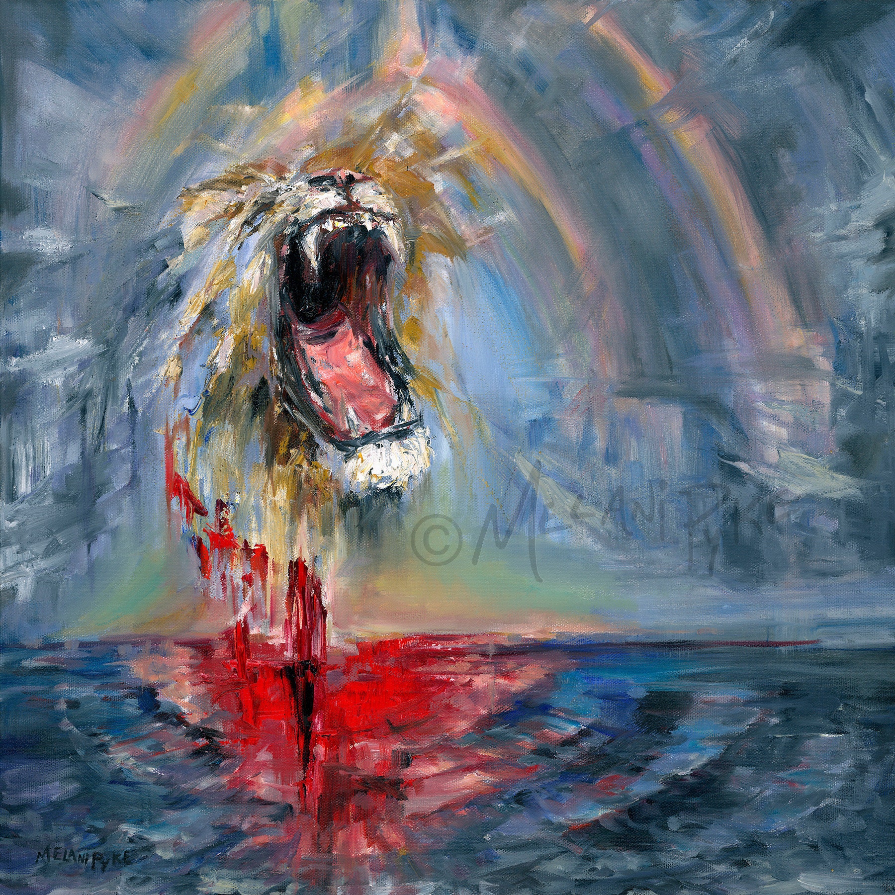 Lion Roaring Abstract Original Oil Painting or Print; Spiritual Art by ...