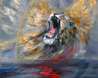 Roaring Lion Print; Christian Faith Art by Melani Pyke