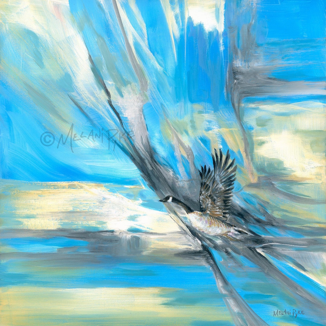 Canada Goose Blue Abstract Art Print by Artist Melani Pyke - Etsy