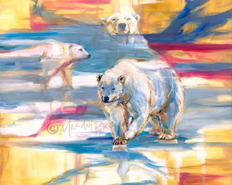 Canada Goose Blue Abstract Original Oil Painting or Art Print by Artist Melani Pyke