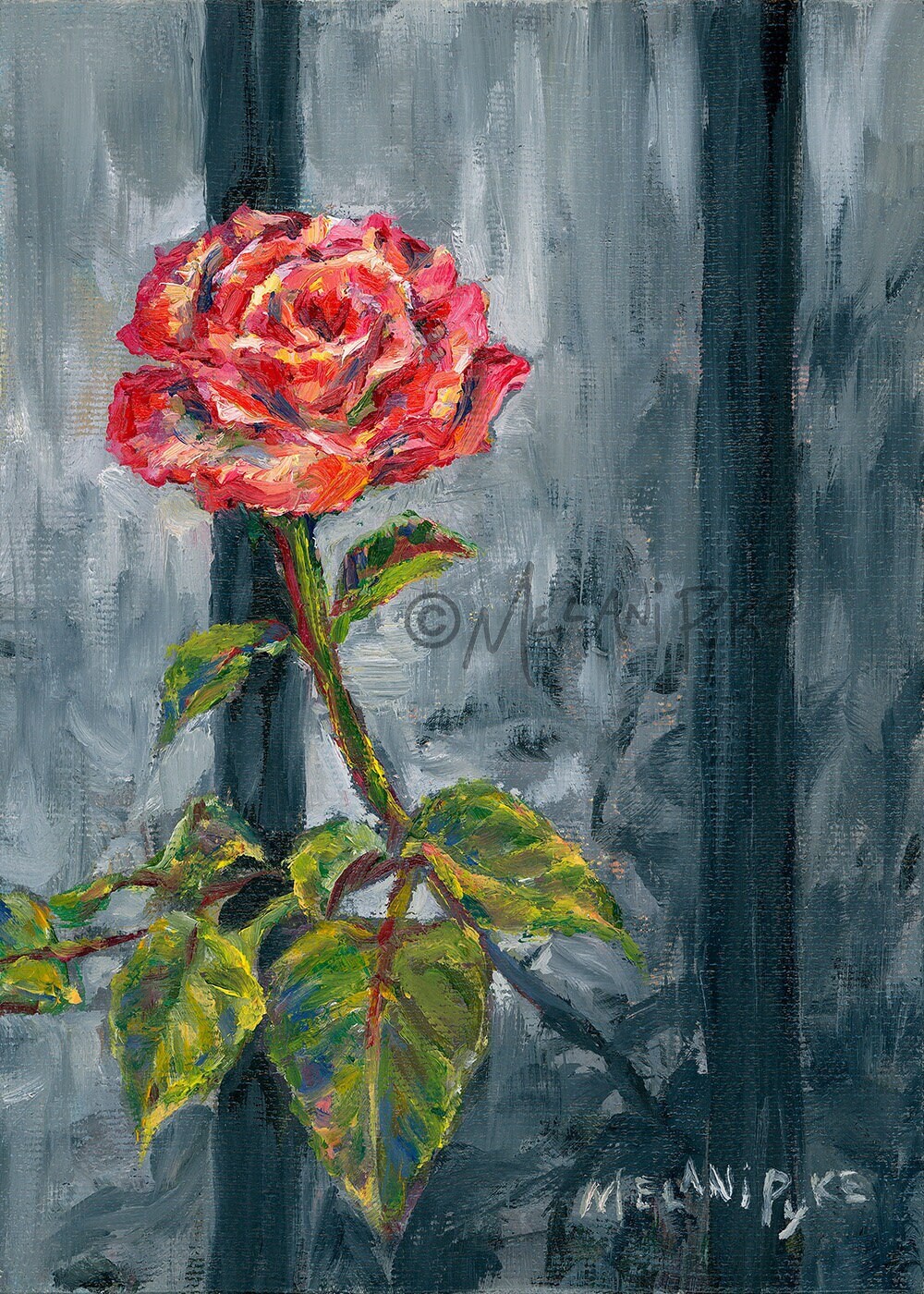 油絵 油彩 油彩画 絵画 絵 【Red rose】 Red Rose Outside the Lines - Original Painting or Print