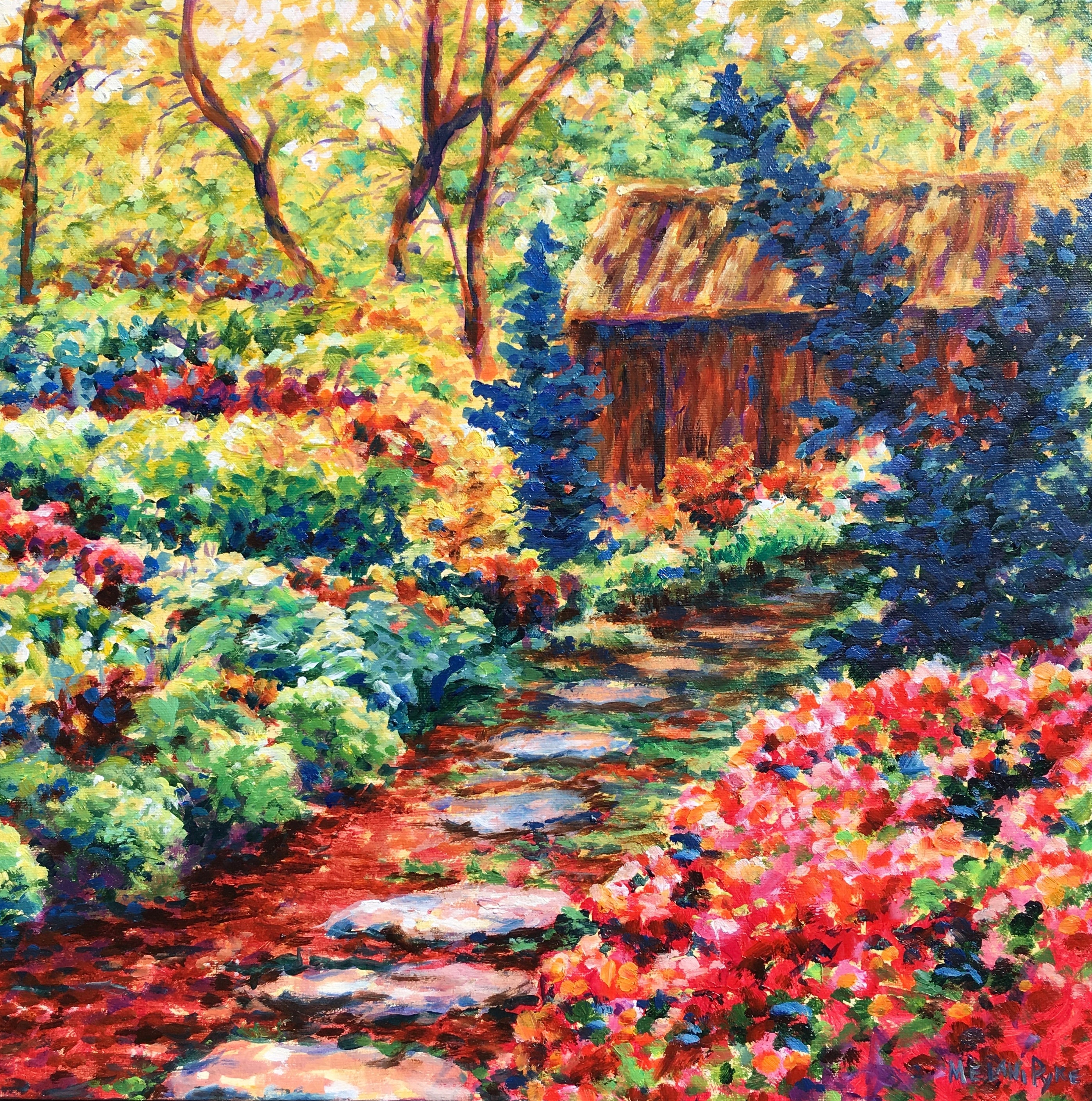 Impressionist Style Garden Path Original Oil Painting by Melani
