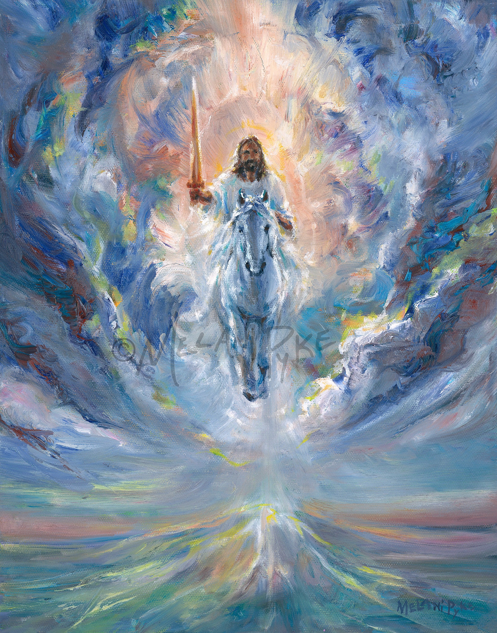 The Return of Jesus Christ on a White Horse Art Print, Christian