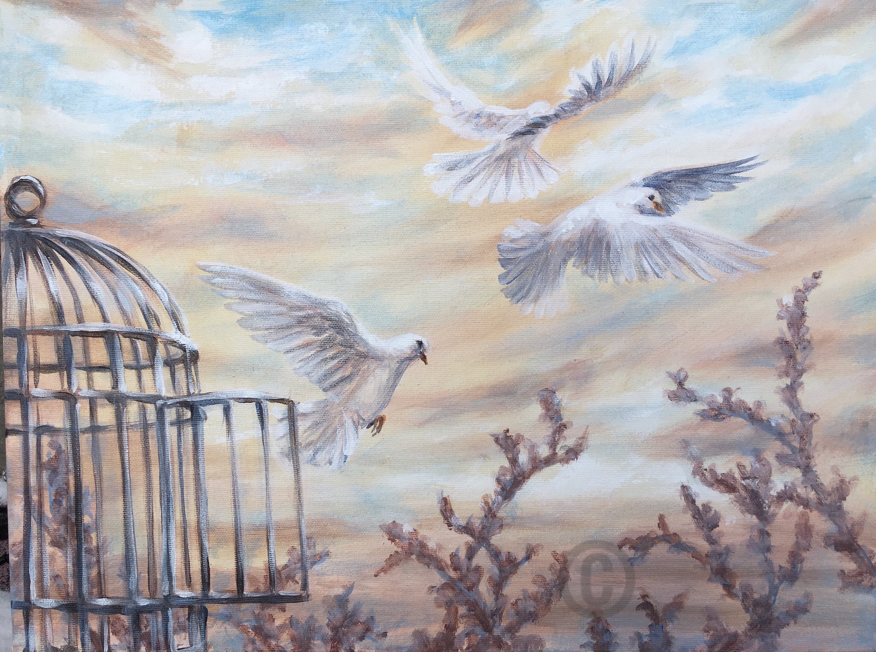 Open Bird Cage Painting