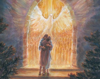 Open Door Original Painting or Print, Heaven's Gates Jesus Christ Spiritual Art by Artist Melani Pyke