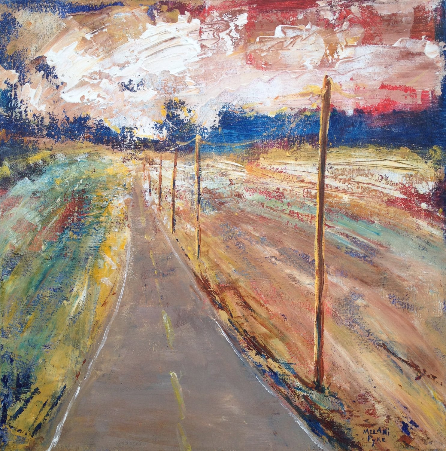 A Long Road Original Abstract Modern Art Landscape Painting Etsy Singapore