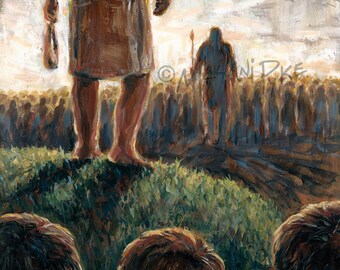 David and Goliath - Original Art Acrylic Painting OR Print on Paper or Canvas - Religious Spiritual Abstract Modern Art by Melani Pyke