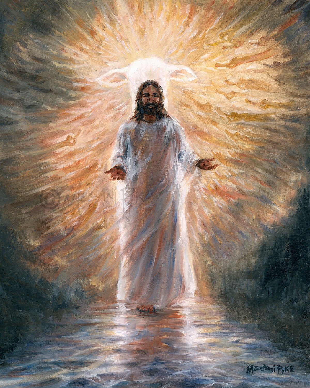 Jesus Christ Original Oil or Art Print Lamb of God Walking Etsy Canada