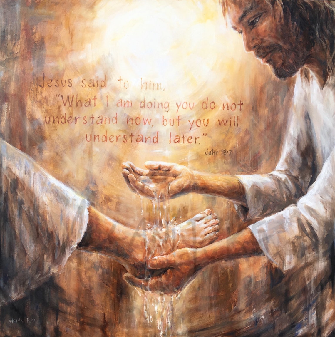 The Washing of the Feet Christian Art Print Jesus Washes Etsy