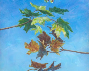Maple Leaves Painting, Original or Print, Changing Seasons Inspirational Art by Canadian Artist Melani Pyke