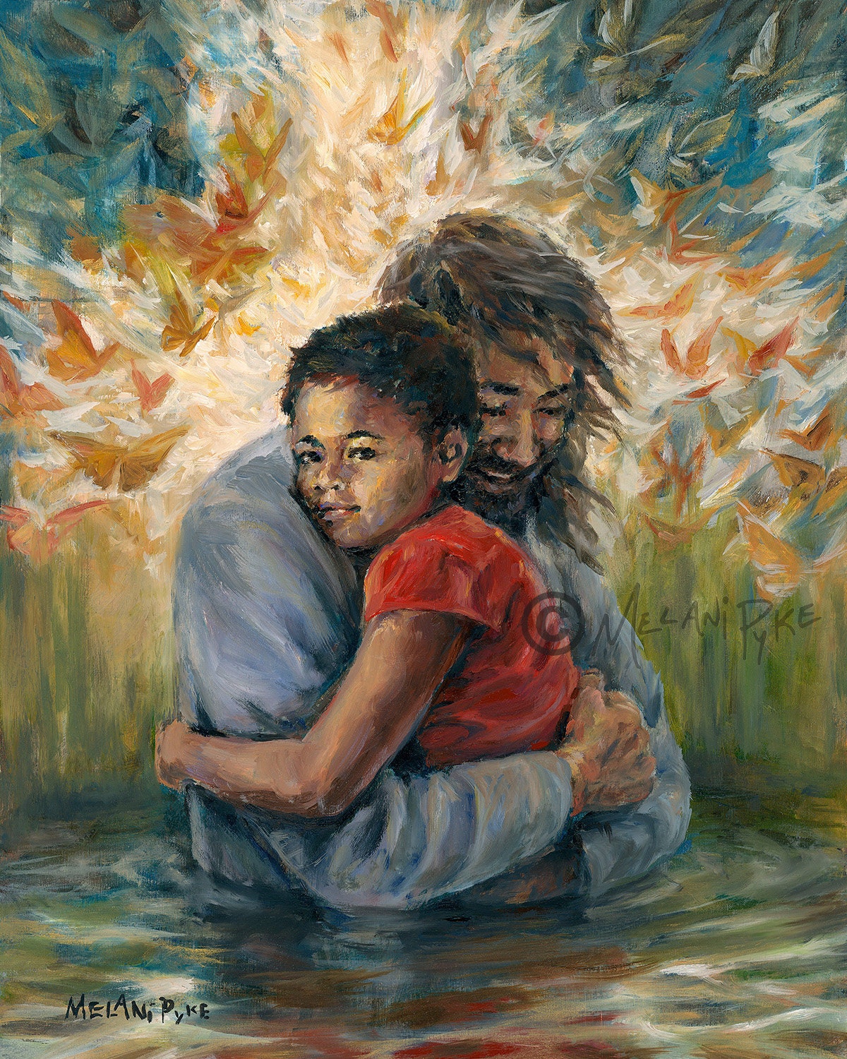 Embracing Forgiveness Oil Painting or Print of Jesus Christ Holding Child,  Spiritual Faith Art, Nature and Butterflies - Etsy