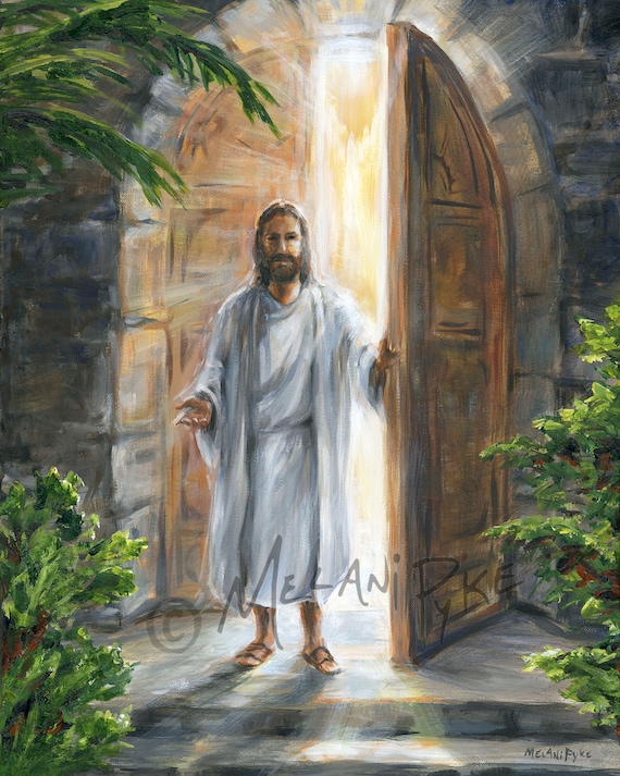 Jesus Opening the Door Giclee Art Print / Christ Giving Etsy