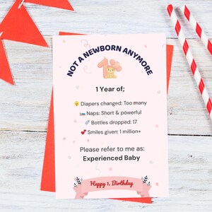 Funny 1st Birthday Card: Gender Neutral Printable (Digital Download, 5x7 inch)