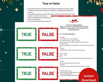 Christmas True Or False Printable Christmas Games: Personal Facts Trivia Game