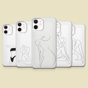 Body Line Art Phone Case Women Naked Cover for iPhone 17Pro, 16, 15, 14, 13,12, Samsung S25, S24, S23Fe, S22, A16,A26,A56, Pixel 10, 9