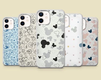 Disney Phone Case Mickey Mouse Cartoon Minimal Cover for iPhone 17Pro, 16, 15, 14,13,12, Samsung S25, S24, S23Fe,S22,A16,A26,A56, Pixel 10,9