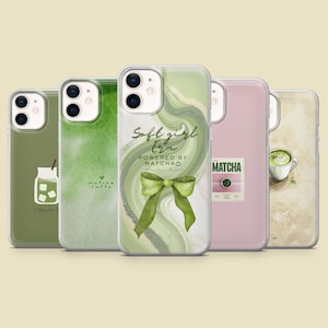 Matcha Handy Hülle Grüner Tee Mädchen Drink Cover für iPhone 17Pro, 16, 15, 14, 13,12, Samsung S25, S24, S23Fe, S22,A16,A26,A56, Pixel 10,9