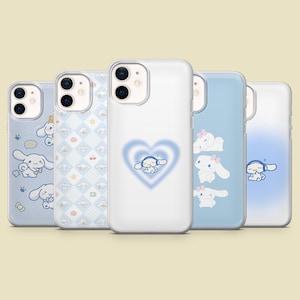 Funda de teléfono Cinnamorol con diseño de Sanrio Kawaii para iPhone 16, 15, 14, 13, 12, Samsung S25, S24, S23FE, S22, A16, A26, A56, Pixel 9Pro, 8A, 7