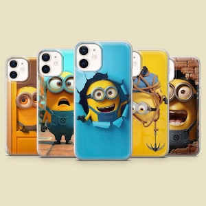 Minions-telefoonhoesje schattige cartoon hoes voor iPhone 16, 15, 14, 13, 12, Samsung S25, S24, S23FE, S22, A16, A26, A56, Pixel 9Pro, 8A, 7