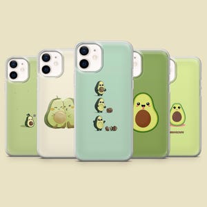 Cute Avocado Phone Case Funny Avocado Minimal Cover for iPhone 17Pro, 16, 15, 14,13,12, Samsung S25, S24, S23Fe, S22,A16,A26,A56, Pixel 10,9
