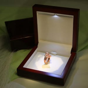 Luxury Wooden Jewelry Gift Box with LED Light • Elegant Display Case for Necklace, Ring, Bracelet • Premium Gift Packaging for Events