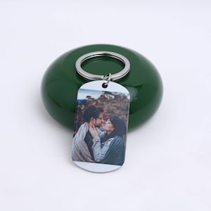 Metal Photo Printed Keychain • Personalised Keyring with Custom Engraved Text & Picture • Birthday Gift for Him, Her, Anniversary, Christmas
