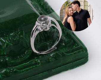 Personalized Sterling Silver Photo Ring - Custom Engraved Memorial Ring For Women, Mothers Day Gift
