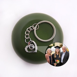Custom Heart Charm Photo Projection Keychain • Personalized Picture Keepsake • Memorial Gift for Pet Loss • Anniversary Gift for Friend