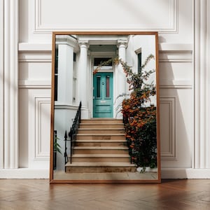 Charming Blue Door Photography Print from Notting Hill - Add Some British Flair to Your Home Decor!