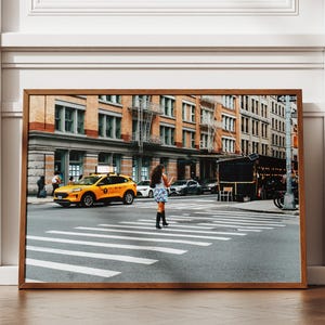 NYC Yellow Taxi Print: Manhattan Street Photography, Urban Wall Art