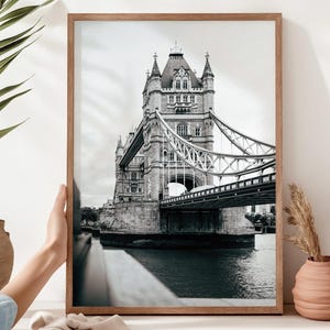 London Photography Print of Tower Bridge Black and White, Iconic Architecture photo print, London Travel Print, B&W Urban Photography